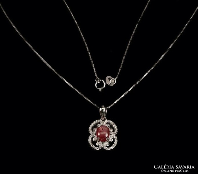 Silver pendant genuine untouched star ruby 5x7mm piece