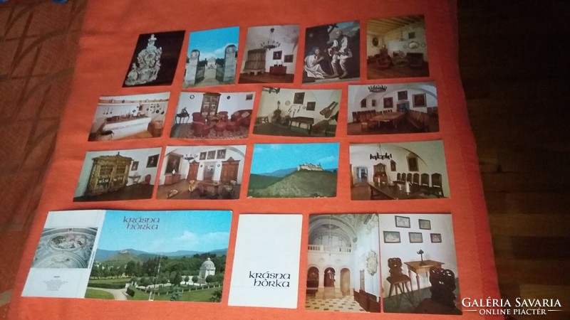 15 régi képeslap Krásna Horka (Szlovákia) váráról, a tűz előttről
