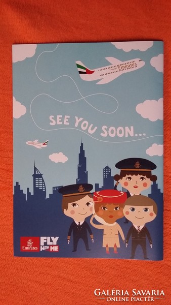 Emirates airline children's activity - coloring book with colored pencils