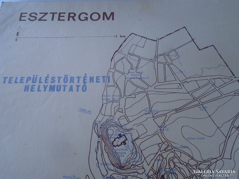 ZA470.21 ESZTERGOM  Településtörténeti helymutató  térkép  1940?