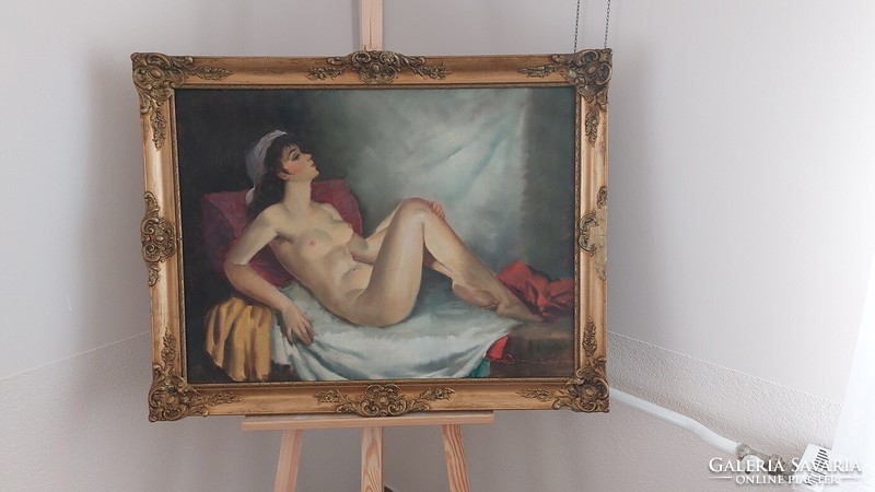 (k) Szép festmény női akt ( Reynolds ? ) 72x91 cm kerettel