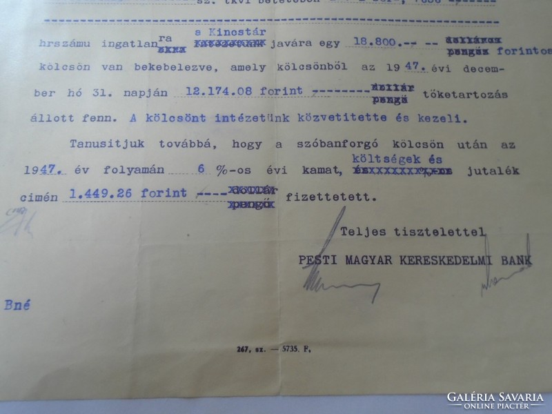 ZA468.28 Pesti Magyar kereskedelmi Bank - 1948 -  Hunyady Ferenc