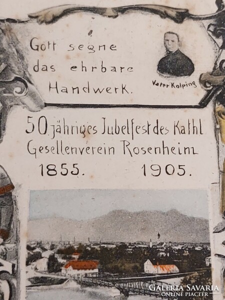 Régi képeslap 50. jubileumi levelezőlap Rosenheim 1855 - 1905