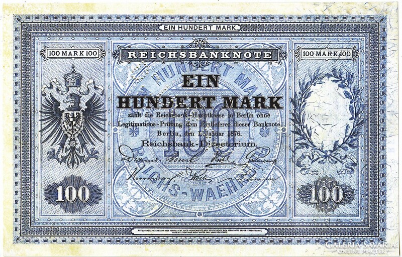 Németország 100 Német papírmárka 1876 TERVEZET REPLIKA