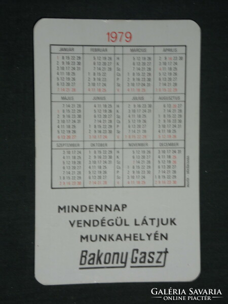 Kártyanaptár,Bakony Gaszt vendéglátó vállalat,1979 ,   (2)