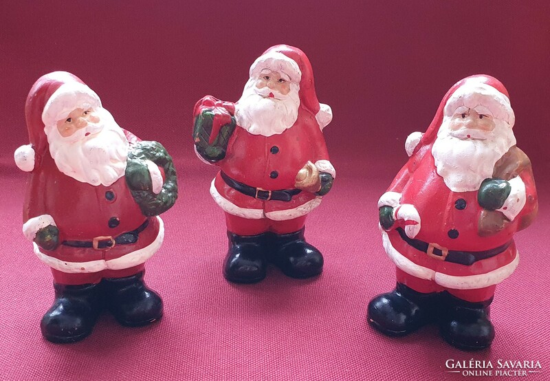 3db karácsonyi kerámia mikulás figurák kellék dísz dekoráció