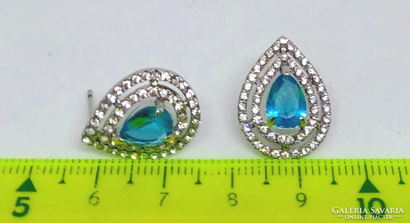Silver plated (sp) blue drop cz crystal earrings 101