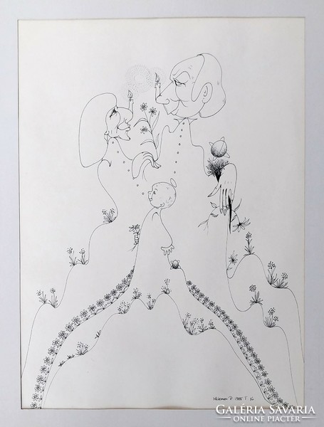 Pál Kelemen (1942-1999): ink drawing for sale