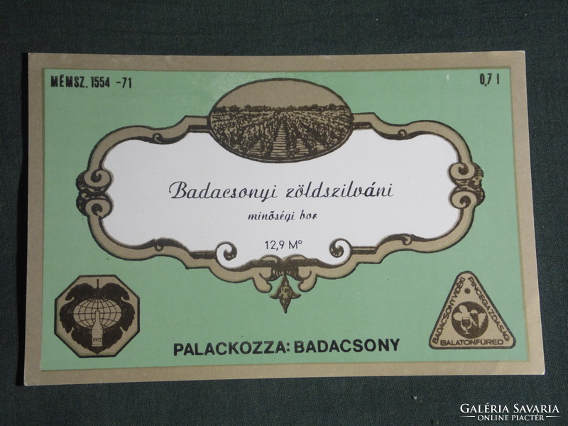 Wine label, Balatonfüred winery, wine farm, Badacsony Zlódssilvan wine