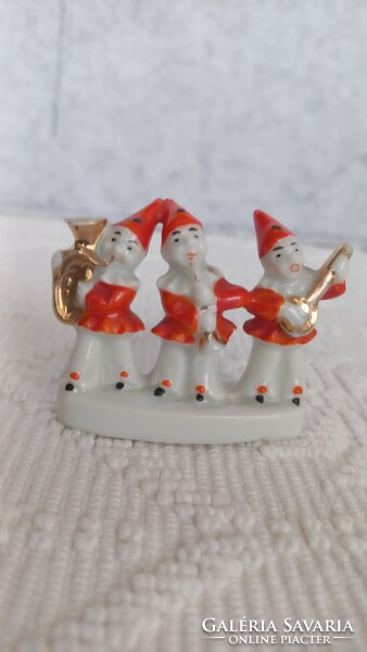 Antique miniature porcelain clown band, marked, 4.5 x 5.2 cm