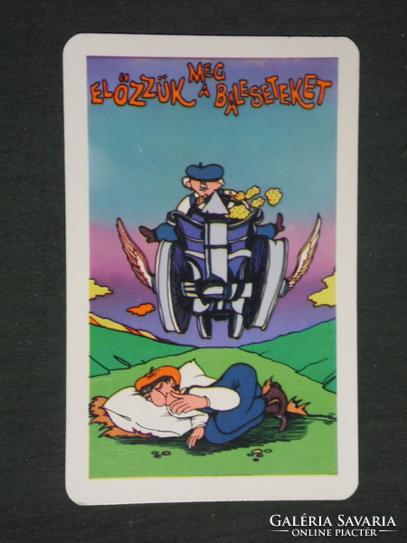 Kártyanaptár, SZOT munkavédelmi tanács, grafikai rajzos,humoros, balesetmegelőzés, 1980 ,   (2)