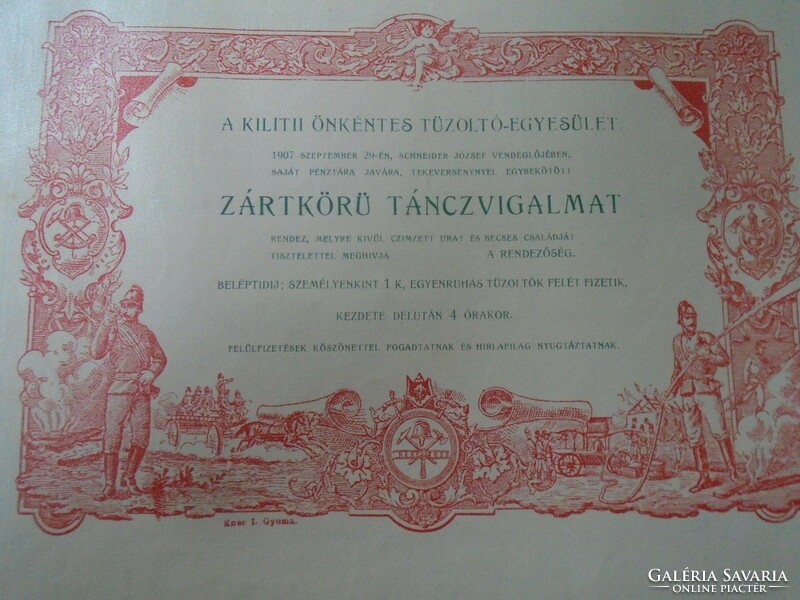 ZA323B17 Kner Izidor GYOMA Békés -1907 Meghívó MINTA  katalógusból -Balatonkiliti Bihardiószeg