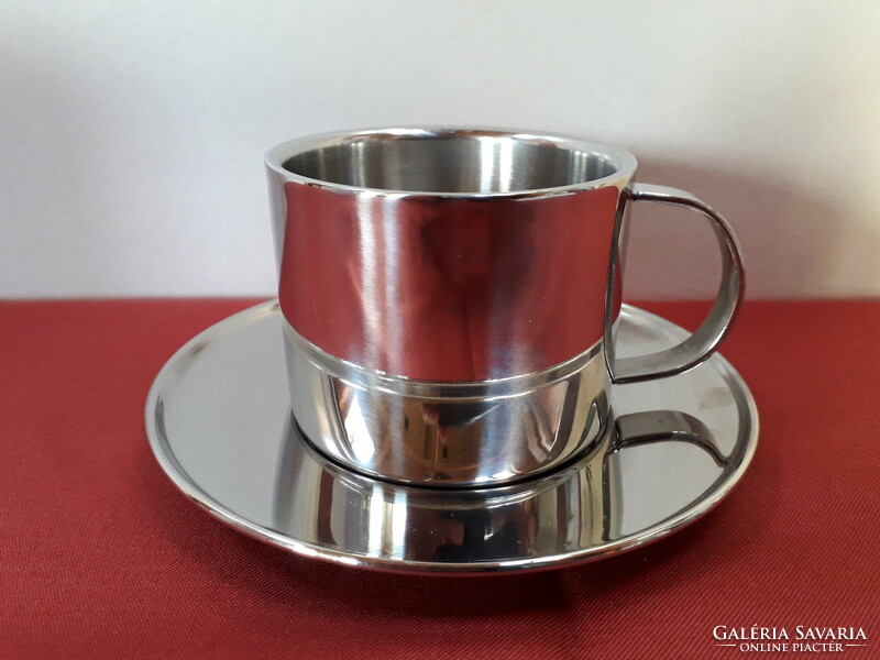Brand new, double-walled stainless steel cup with bottom