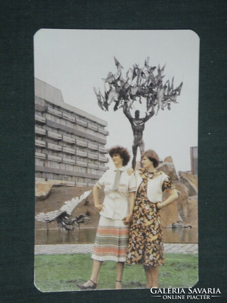 Kártyanaptár, Tolna megyei szabó szövetkezet,ruházat,divat,Szekszárd,női modell, 1980 ,   (2)