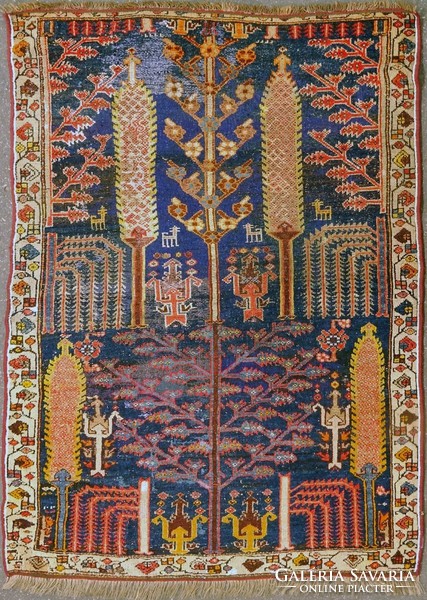 0K144 antique tree of life patterned carpet 110 x 155 cm