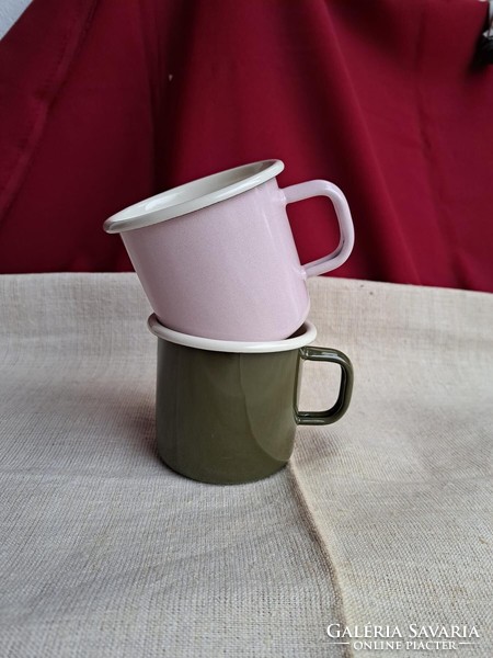 Beautiful enamel mugs mug green pink