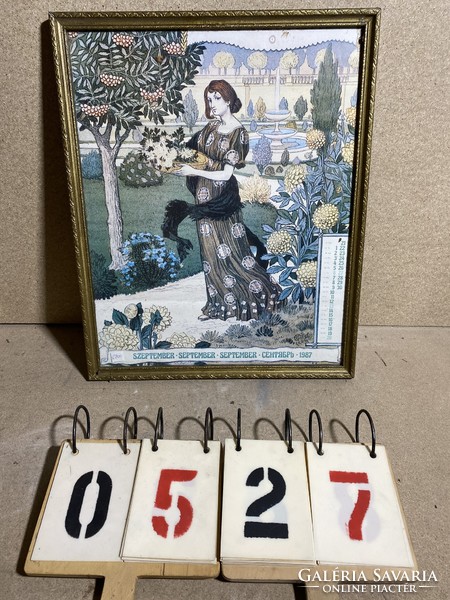 Vintage calendar from 1987, paper, size 40 x 50 cm.