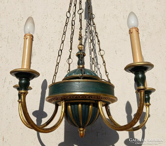 Carved wooden chandelier with 5 arms