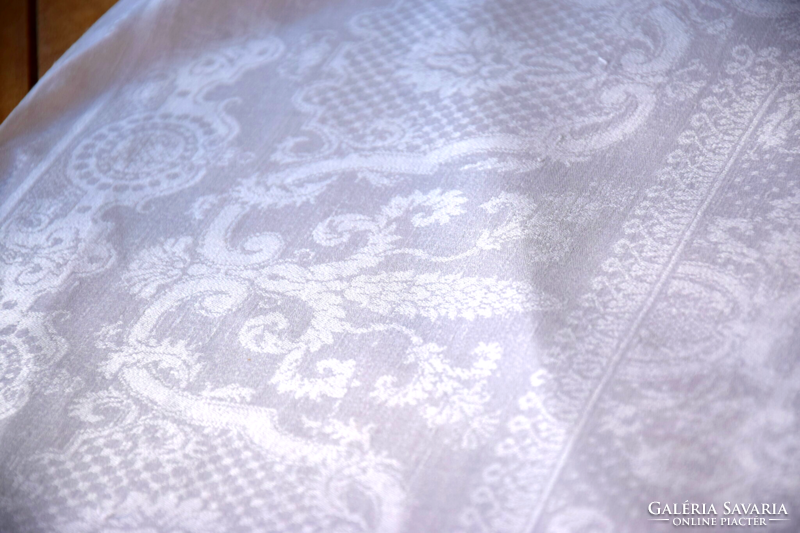 Old art deco lace tablecloth silk damask tablecloth tablecloth tablecloth centerpiece 94 x 84