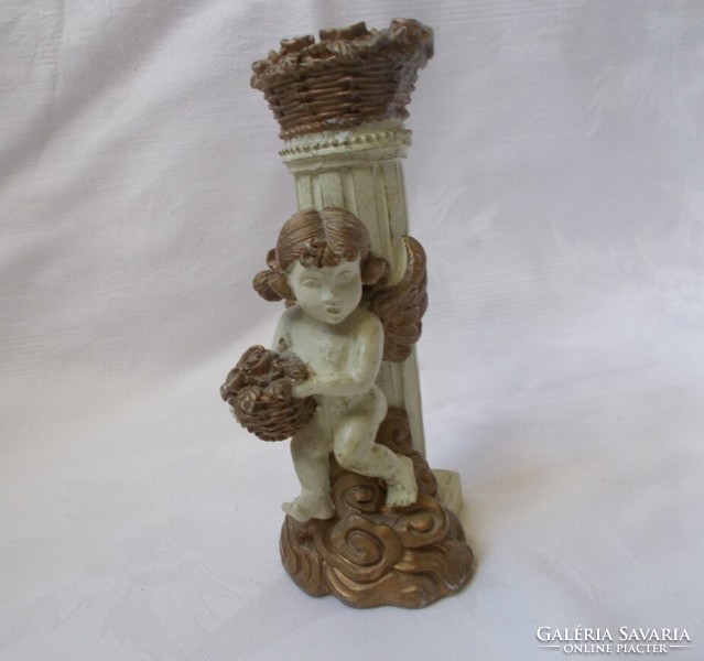 Gilded putto, angel table ornament, candlestick, Christmas decoration