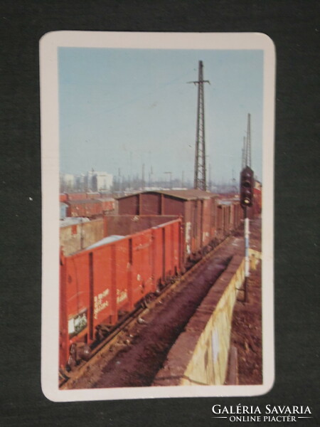 Kártyanaptár, MÁV vasút, szállítás,tehervagon, rendező pályaudvar, 1980 ,   (2)