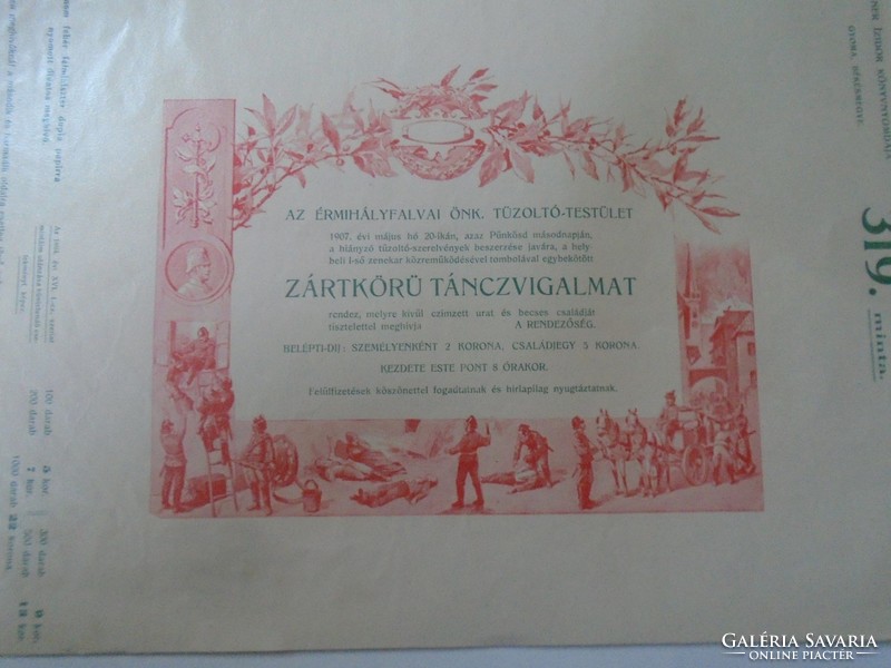 Za323b3 kner izidor gyoma békés - 1907 invitation from advertising catalog - érmihály village of sajószentpéter