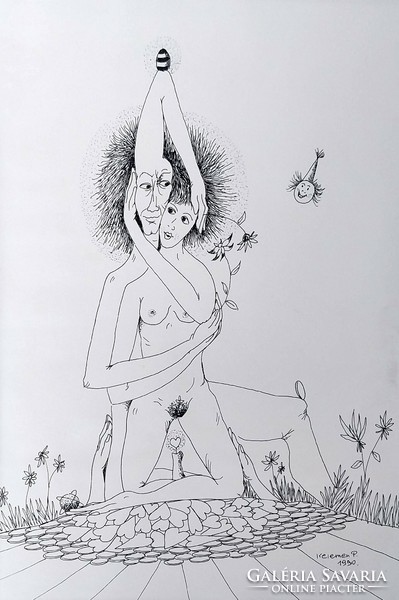 Pál Kelemen (1942-1999): ink drawing for sale