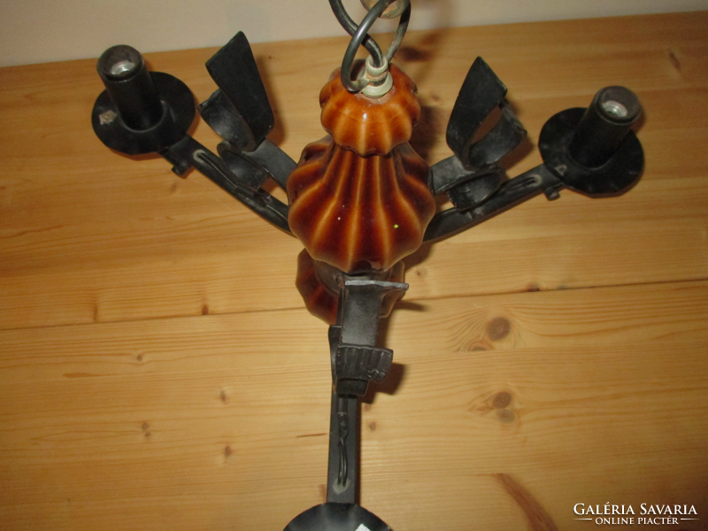 Ceramic and wrought iron chandelier (Hungarian Saturday tree)