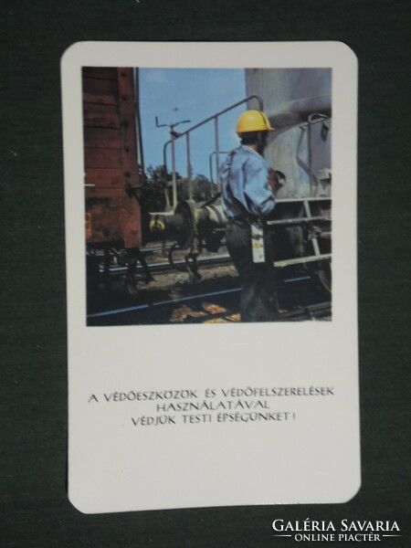 Card calendar, máv railway, accident prevention, protective equipment, track worker, 1981, (2)