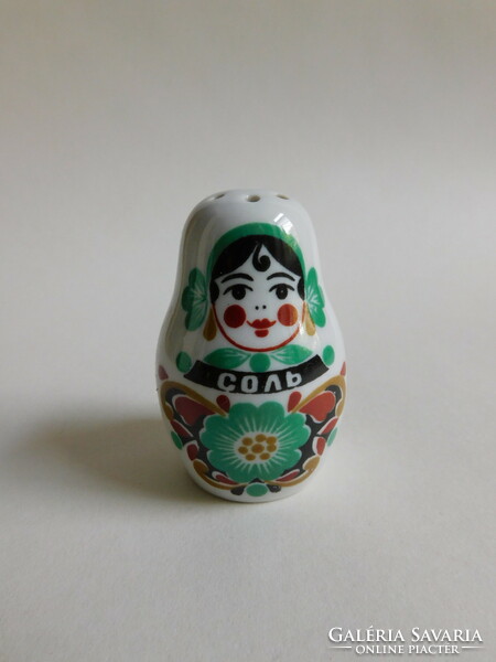 Matrjoska szovjet porcelán sószóró