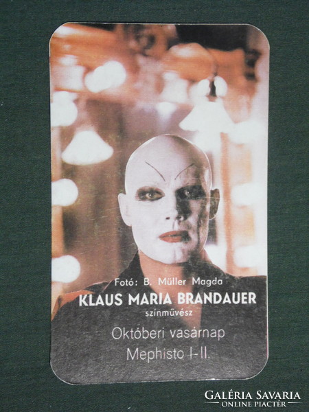 Card calendar, motion picture cinema, Mephisto movie, actor Klaus Maria Brandauer, 1982, (2)