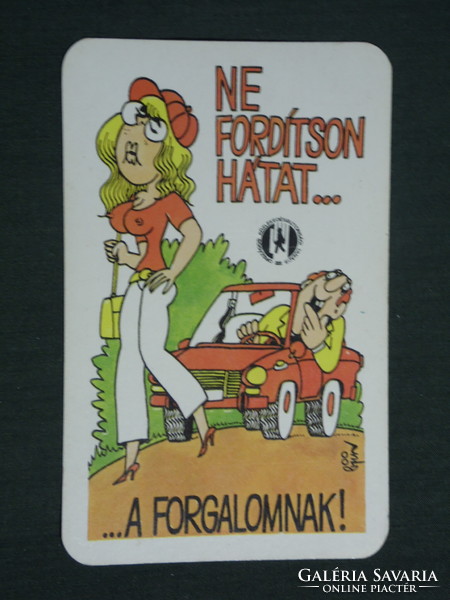 Card calendar, traffic safety council, graphic artist, humorous, erotic, 1982, (2)