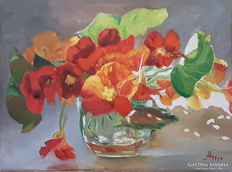 Galina Antiipina: spurs in a vase, oil painting, canvas, 30x40cm
