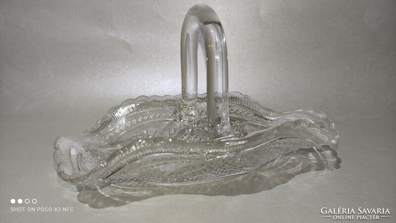 Antique cast glass basket offering with crown mark