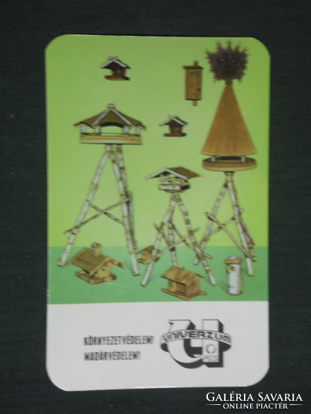 Kártyanaptár, Univerzum bőrruházat, faipari üzem,Pécs,Bonyhád, madáretető, 1981 ,   (2)