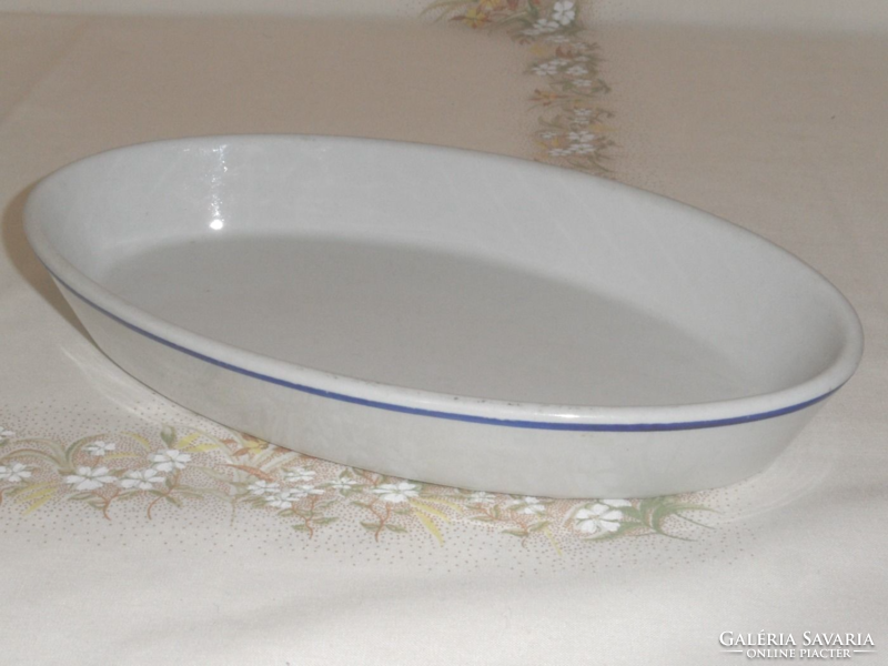 Zsolnay type oval porcelain bowl, hot dog bowl