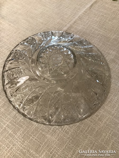 Kristály ólomkristály tál kínálótál asztalközép 30 cm csiszolt