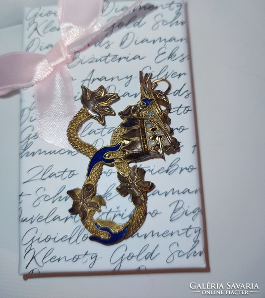 Kínai filigrán zománcozott+aranyozott sárkány medál