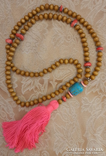 Handmade oriental necklace, Nepalese mala, prayer beads 2 (l4282)