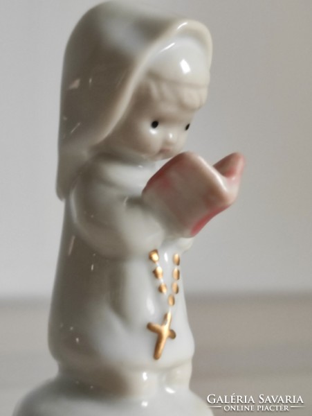 Bájos apáca lányka imakönyvvel antik porcelán csengő
