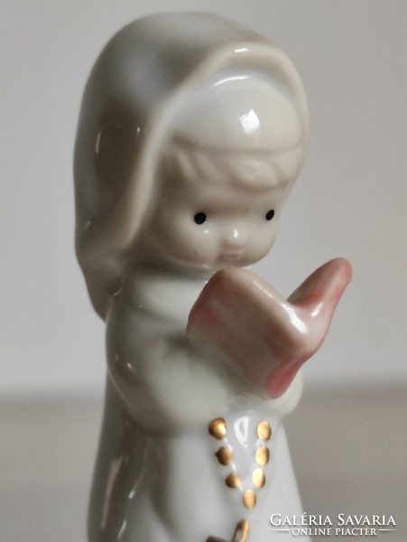 Bájos apáca lányka imakönyvvel antik porcelán csengő