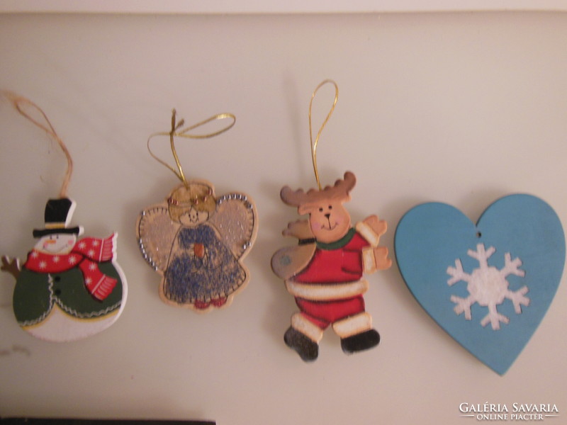 Christmas tree decorations - 4 pcs - wood - 9 cm - 7 cm - flawless