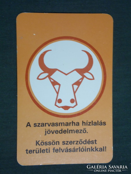 Kártyanaptár, állatforgalmi húsipari vállalat, Miskolc, szarvasmarha hízlalás, 1982 ,   (2)