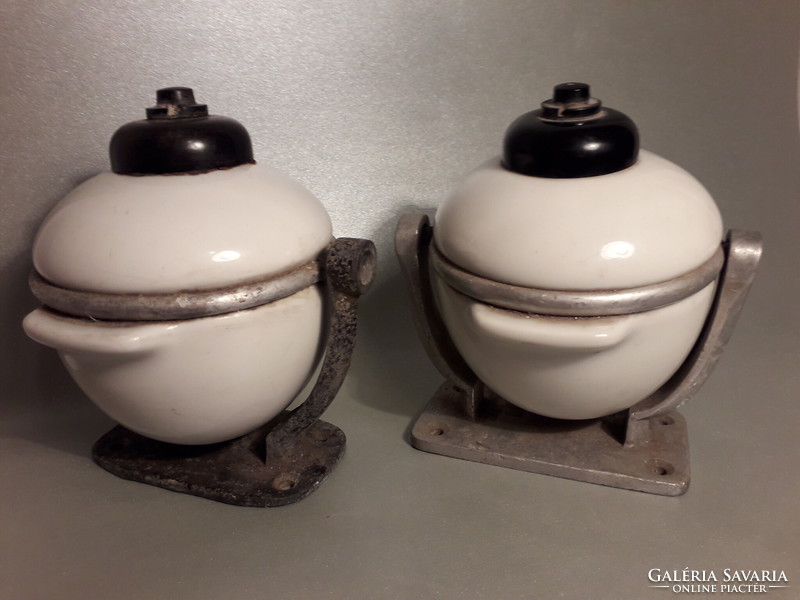 Antique porcelain metal soap dispenser, probably a pair of train soap dispensers from the past