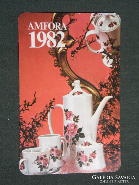 Kártyanaptár, Amfora üvért vállalat, Alföldi porcelán kávés készlet, 1982 ,   (2)