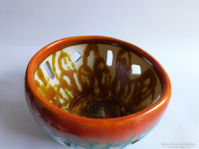 Ferenc Péter - retro ceramic craftsman window flower arrangement/ikebana bowl