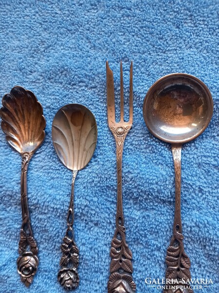 4 pcs 67.6 grams antique 800 hildesheimer rose German silver ice cream caviar spoon fork