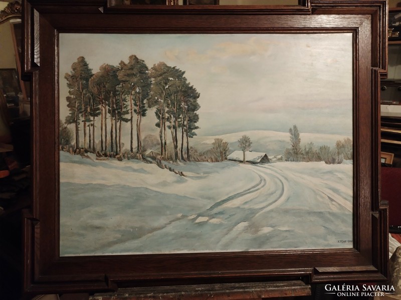 Oil painting in a wonderful oak frame