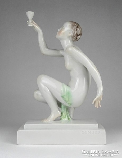 1N570 old flawless Herend porcelain kneeling Olympian 23 cm