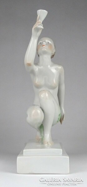 1N570 old flawless Herend porcelain kneeling Olympian 23 cm